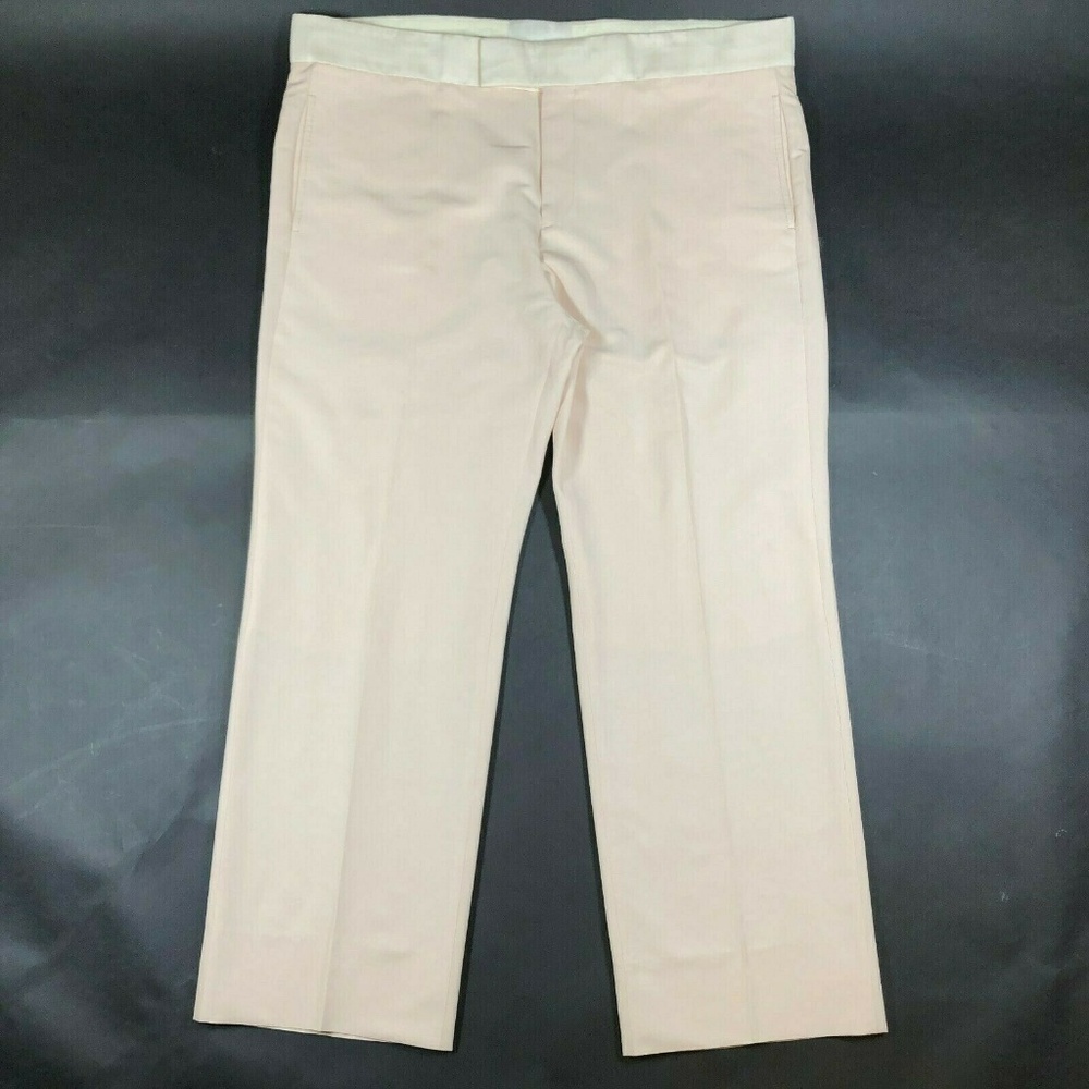 COPY - VALENTINO Silk Blend Pink White Flat Front Pants